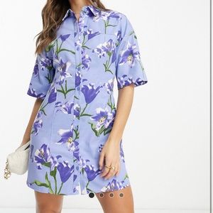 ASOS DESIGN twill mini shirt dress in floral print